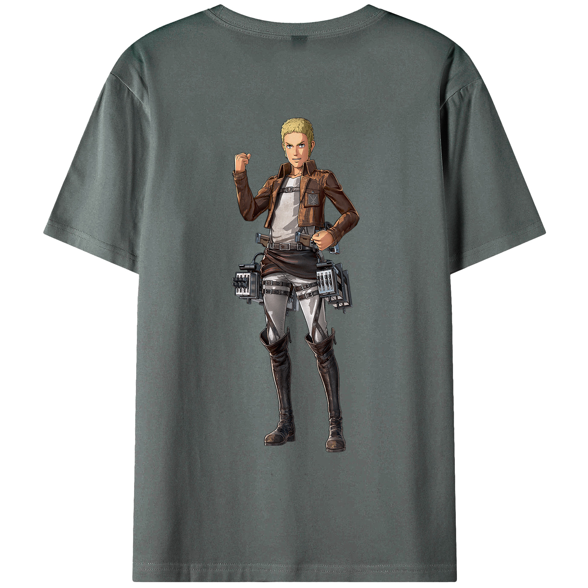 （画像用） 進撃の巨人 ライナー・ブラウン Attack on Titan Reiner Braun 綿100％ メンズ半袖Tシャツ（バックプリント） 通気性